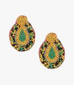 Women yellow & green oval drop earrings