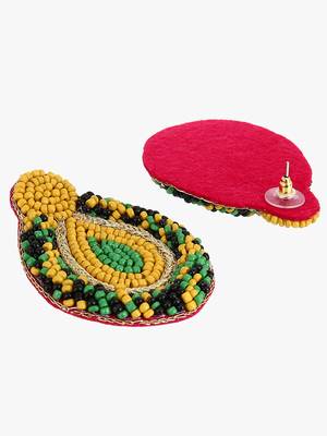 Women yellow & green oval drop earrings 3