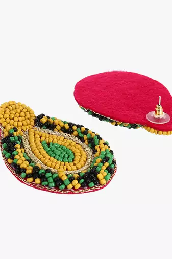 Women yellow & green oval drop earrings