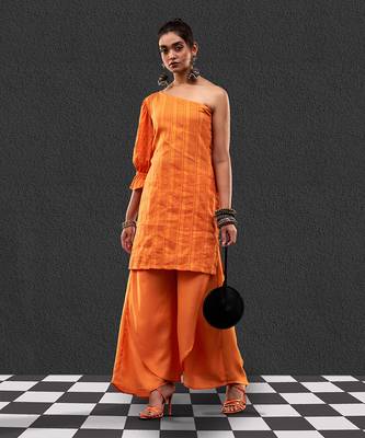 Pinata orange kurta set 1