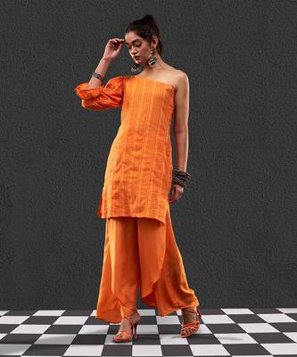 Pinata orange kurta set 2