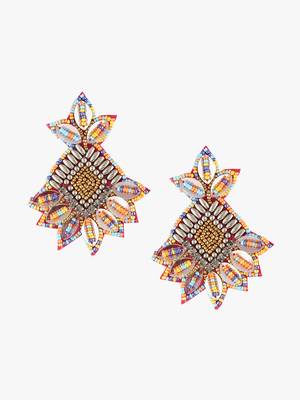 Women gold & multicoloured contemporary drop earrings 2