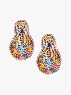 Gold & multicoloured contemporary drop earrings 1