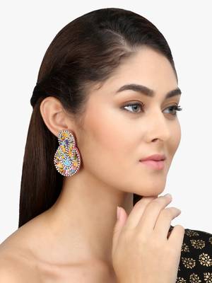 Gold & multicoloured contemporary drop earrings 2