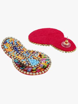 Gold & multicoloured contemporary drop earrings 3
