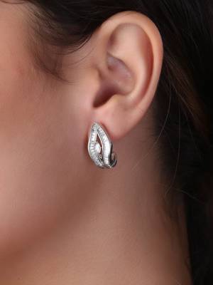 Rose gold plated stone -studded oval studs 2