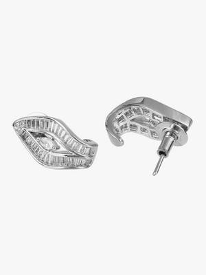 Rose gold plated stone -studded oval studs 3