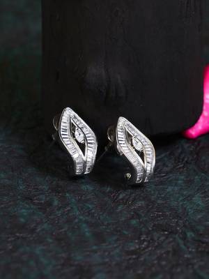 Rose gold plated stone -studded oval studs 4