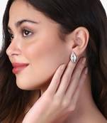 Rose gold plated stone -studded oval studs