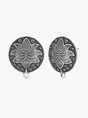 Look like silver circular shaped lotus studs 5