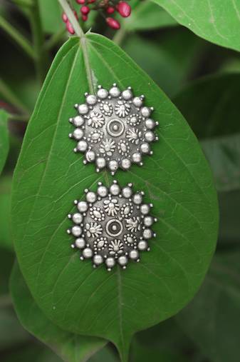 Look like silver circular shaped studs