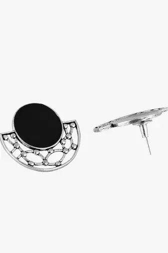 Silver-plated black contemporary studs