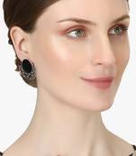 Silver-plated black contemporary studs