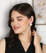 Women gold plated pink pearl tops stud earrings