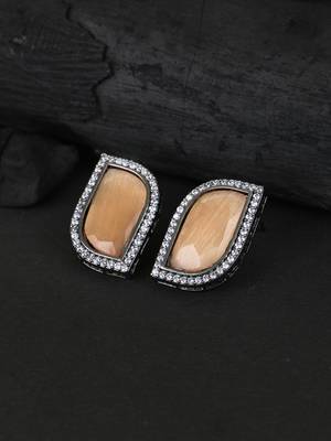 Silver-plated stone-studded handcrafted studs 1