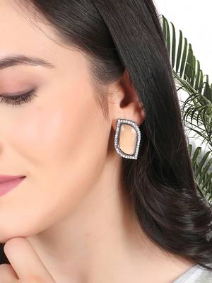 Silver-plated stone-studded handcrafted studs 4