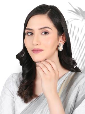 Silver-plated stone-studded handcrafted studs 5