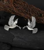 Silver-plated bird shape handcrafted studs