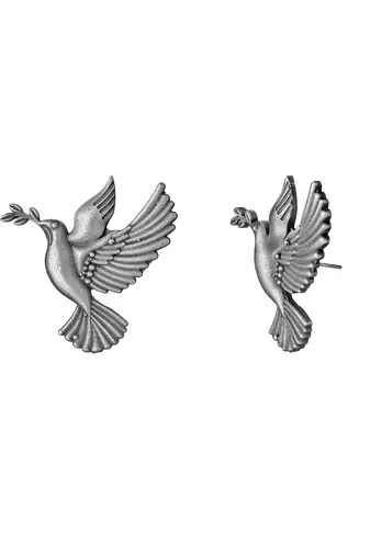 Silver-plated bird shape handcrafted studs