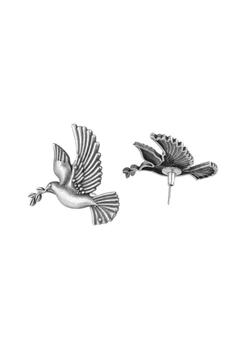 Silver-plated bird shape handcrafted studs
