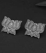 Silver-plated lotus shape handcrafted studs