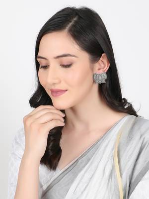 Silver-plated lotus shape handcrafted studs 4
