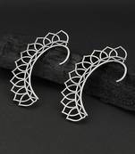 Silver-plated leaf design earcuffs