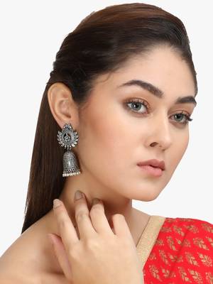 Women silver-plated dome shaped jhumkas 1
