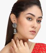 Women silver-plated dome shaped jhumkas