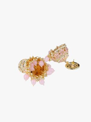 Gold-plated kundan-studed pearl tessel dome shape jhumki 2