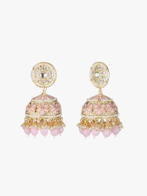 Gold-plated kundan-studed pearl tessel dome shape jhumki 3