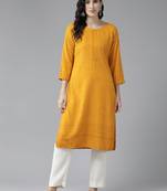 Aarika womens yellow colour embellished kurti