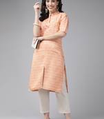 Aarika womens peach colour silk printed kurti