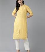 Aarika womens yellow colour silk printed kurti