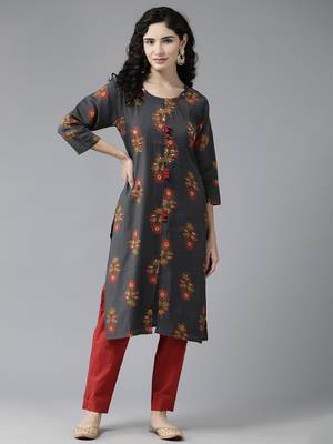 Aarika womens grey colour silk embellished kurti 1