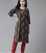 Aarika womens grey colour silk embellished kurti