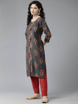 Aarika womens grey colour silk embellished kurti 3