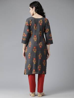 Aarika womens grey colour silk embellished kurti 4