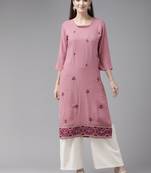 Aarika womens purple colour rayon embroidery kurti