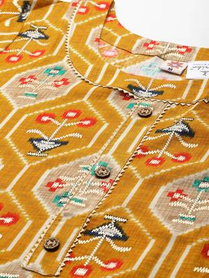 Aarika womens yellow colour cotton blend printed kurti 2