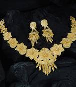 micro gold plated floral choker necklace imitation jewellery set for women