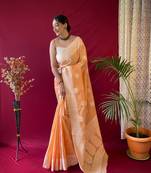 ORANGE GORGEOUS LUCKNOWI  SAREE