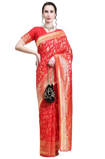 Red Wovan Banarasi Saree