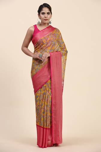 Morni Gold Wovan I Chiffon Art Sik Saree