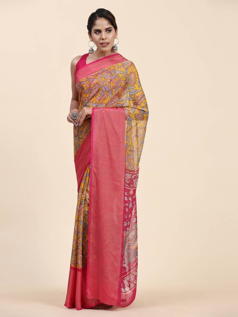 Morni Gold Wovan I Chiffon Art Sik Saree