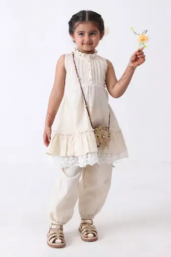 off-white seersucker cotton co-ord (set of 2)