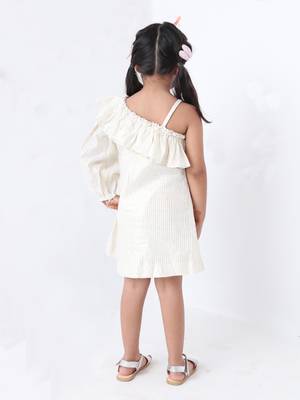 white silver lurex cotton stripe dress 2