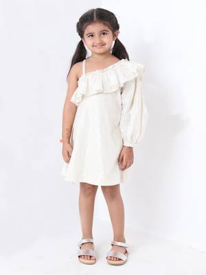 white silver lurex cotton stripe dress 1
