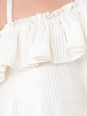 white silver lurex cotton stripe dress 3