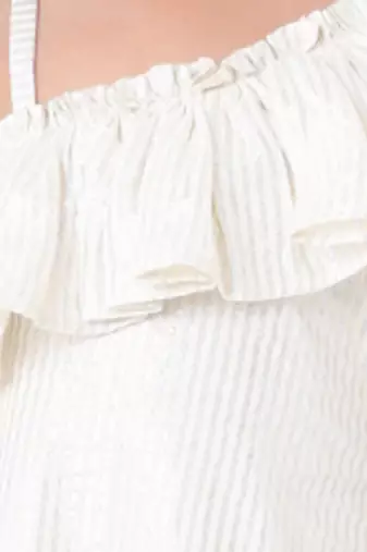 white silver lurex cotton stripe dress
